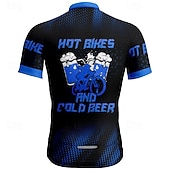 cheap Men's Jerseys-Men's Cycling Jersey Letter &amp; Number Beer Short Sleeve Bike Tee Tshirt Jersey with 3 Rear Pockets Mountain Bike MTB Quick Dry Anatomic Design Wicking Breathable Sports Yellow Red Blue Clothing Apparel