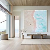 voordelige Schilderijen van landschappen-roze zeegezicht schilderen handgemaakte zeegezicht kunst impasto olieverfschilderij board wave olieverf strand olieverf hand geschilderd kunstwerk landschap olieverfschilderijen