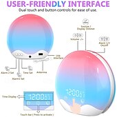 זול אורות דקורטיביים חכמים-שעון מעורר חכם LED עם אור זריחה להקיץ אנשים שישנים קשות עם 12 צבעים שונים של תאורת לילה 5 סטים של צלילי טבע ורדיו FM מאמן שינה חכם