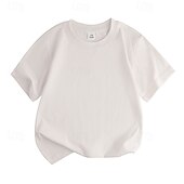 cheap Tees &amp; Shirts-Unisex Boys Girls&#039; 3D Solid Color Tee Short Sleeve Summer Spring Fashion Basic Kids 4-12 Years Crew Neck Outdoor Casual Daily Regular Fit