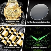 halpa Kvartsikellot-OLEVS 2856 Miesten kvartsikellot skeletit lentopallo kronografi klassinen muoti HUIPPUMERKKI kello lahjaksi miehille kuu vaihe vedenkestävä