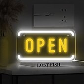 preiswerte Neon-LED-Beleuchtung-Neonschild „Open“ von LED, Neonschild „Open“ für Unternehmen, Wandleuchte, Kunstdekor, neuartige Neonlampen für die Nacht, Stromversorgung über USB-Kabel, für Bars, Geschäfte, Cafés, Hotels,