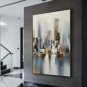 preiswerte Landschaftsgemälde-großes abstraktes Stadtgemälde handgemachtes urbanes Kunstgemälde handgemaltes Stadtskyline-Gemälde New York Skyline Ölgemälde New York City Gemälde Wandkunst großes abstraktes Gemälde