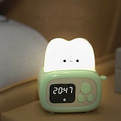 cheap Stationery-Toast Clock Timer Lamp Cute LED Bread Night Light with USB Dimmable Table Clock Alarm for Kids Soft Light