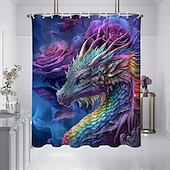 tanie Zasłony prysznicowe-Zasłona prysznicowa z haczykami 180cm*180cm (70&quot;*70&quot;) z poliesteru zmywalna wodoodporna z wzorem do dekoracji łazienki z motywem zwierząt i kwiatów