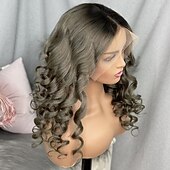 voordelige Pruiken van echt haar, met kanten voorzijde-Remy mensenhaar 5x5 Sluiting 13x6 sluiting 4x13 Sluiting Pruik Zijdeel Middelste stuk Gratis deel Braziliaans haar Los golvend Natuurlijk golvend Meerkleurig Pruik 130% 150% 180% Haardichtheid met