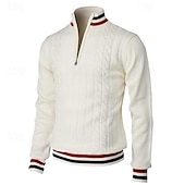 economico maglione pullover da uomo-Per uomo Pullover Maglione Maglione lavorato a maglia A coste Maglia Standard Lavorato a maglia Color Block Chiusura lampo quarto Di tendenza Essenziale Da tutti i giorni Appuntamento Abbigliamento