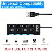 cheap USB Hubs-4 Ports USB HUB 2.0 Adapter Expander Multi USB Splitter Multiple Extender with Independent Switches LED Indicator