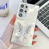 Χαμηλού Κόστους Samsung Θήκη-τηλέφωνο tok Για Samsung Galaxy S24 S24 Ultra Plus S23 Ultra A55 A35 A25 A15 5G Α54 S25 Ultra Πίσω Κάλυμμα με βάση στήριξης Προστατευτικό φακού κάμερας Ανθεκτική σε πτώσεις Πεταλούδα Επιμετάλλωση PC