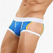 economico Boxer da uomo-Per uomo 1 pc Mutandine sexy Boxer Lato scavato Poliestere Traspirante Morbido Comodo Color Block A vita medio-alta Nero Rosso