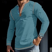 levne Ležérní tričko Henley-Pánské Tričko Tričko Henley Vaflové pletené tričko Tričko Top Tričko s dlouhým rukávem Barevné bloky Henley ulice Dovolená Dlouhý rukáv Slátanina Oblečení Polyester Módní Designové Základní