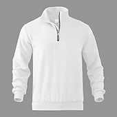 お買い得  ベーシックスウェットシャツ-男性用 スウェットシャツ クォータージッパースウェットシャツ ブラック ホワイト ネイビーブルー カーキ色 ライトグレー ハーフジッパー 平織り リブ テクスチャード加工 ニットテクスチャ スポーツ 日常 祝日 ポリエステル テクスチャー ストリートファッション ベーシック カジュアル 春 &amp; 秋 衣類 パーカー トレーナー 長袖