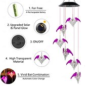 cheap Landscape Lights-Bat Solar Wind Chimes for Outdoor, Waterproof Color-Changing LED Memorial Bat Wind Chimes Women Gifts for Mom, Automatic Light Sensor Windchimes Birthday Gifts for Party Yard Garden