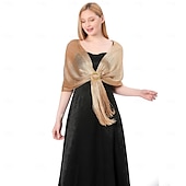 cheap Wedding Guest Wraps-Gold And Silver Silk Shawl With Buckle, Bride And Bridesmaid Group, Dance Party, Wedding Dress, Evening Gown, Shawl For Women