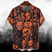 abordables Camisas-Víspera de Todos los Santos Calavera Calabaza Camisas hawaianas Camisa hawaiana Estampado Para Hombre Adulto Víspera de Todos los Santos Carnaval Mascarada Impresión 3D Fiesta Víspera de Todos los