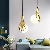 abordables Luces de isla-LED Pendant Light Warm White 15cm 1-Light Creative Luxury White Glass Shade Globe Golden Hand G4 Modern Pendant Lantern Design for Bedroom Dining Room 110-240V