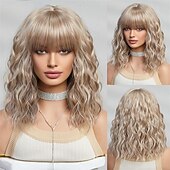 levne Syntetické trendy paruky-Cosplay kostýmní paruka Kudrny Bouncy Curl Střih Bob Elegantní ofina S ofinou Paruka 14&quot; Světle hnědá Umělé vlasy Dámské Elastický Rozkošný Pohodlné Světle hnědá