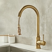 お買い得  キッチン用水栓金具-水栓 - シングルハンドルつの穴 電気メッキ プルアウト / プルダウン センターセット レトリ／ヴィンテージ Kitchen Taps