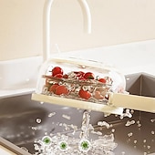 cheap Kitchen Storage-Fruit Strainer Colander Bowl Fruit Drain Basket with Lid Foldable Handle Cleaning Colander Plastic Refrigerator Crisper Kitchen Box Food Storage Container for Fridge Outdoor Picnic Pasta Salad Berry