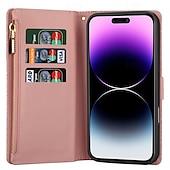 cheap iPhone Cases-Phone Case For iPhone 16 Pro Max Plus iPhone 15 Pro Max Plus iPhone 14 13 12 11 Pro Max Plus Mini SE Wallet Case with Stand Holder Magnetic Zipper Retro TPU PU Leather