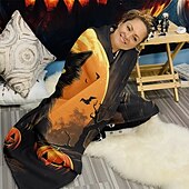 baratos Cobertores &amp; Mantas-cobertor com tema de halloween com personagens e abóboras aconchegante e assustador