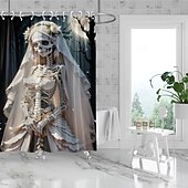 preiswerte Halloween Bad-Duschvorhänge &amp; Ringe Silber Moderne Polyester Wasserdicht