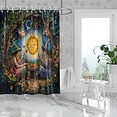 preiswerte Halloween Bad-Halloween-Duschvorhang, moderner, maschinenwaschbarer, wasserdichter Polyesterstoff zur Badezimmerdekoration, Badewanne mit 12 Haken