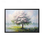 preiswerte Landschaftsgemälde-Handgemalte Leinwand Ölgemälde Kirschblüten Wandkunst Landschaft Blütenbaum rustikale Leinwand extra großes Dekor Geschenk kein Rahmen