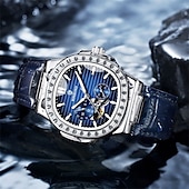 economico Orologi meccanici-Orologio meccanico BINBOND da uomo Orologio da polso automatico creativo di moda business con calendario luminoso impermeabile in acciaio e pelle