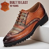 economico Scarpe Eleganti Elementari-Per uomo Oxford Uncinetto Scarpe Bullock Di pelle Pelle Tessuto in nylon Traspirante Comodo Con lacci intrecciali Marrone Autunno Inverno