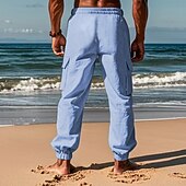 お買い得  クラシック-男性用 カーゴパンツ ジョガー カーゴジョガー ズボン ドローストリング 弾性ウエスト マルチポケット 平織り 高通気性 アウトドア 日常 キャンピング＆ハイキング ファッション クラシック ブラック ホワイト