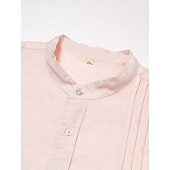 halpa Miesten Elite-paidat-Miesten Paita Pellava paita Button Up paita Tavallinen ulko- Loma Valkoinen Punastuvan vaaleanpunainen Pitkähihainen Pystykaulus 봄 &amp; Syksy Vaatetus Rypytetty