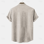 ieftine Clasic-Bărbați cămașă de in Cămașă Henley cămăși retro Cămașă de epocă Cămașă etnică Έθνικ Vacanță Zilnice Trifoi Kaki Gri Manșon scurt Guler mandarin Vară Primăvară Îmbrăcăminte Nasturi