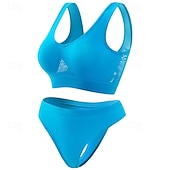 cheap Sports Bra-Women&#039;s Light Support Sports Bra Set Open Back Bra Top Padded Fitness Leisure Sports Running Breathable Lightweight Soft Aqua Blue Black White Solid Colored
