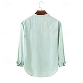 economico Camicie Popover da Uomo-Per uomo Camicia Camicia popover Camicia Estiva Camicia casual Camicia da Spiaggia Nero Bianco Verde chiaro Azzurro Manica Lunga Semplice Colletto alla coreana Vacanza Camicia hawaiana Bottonato