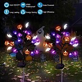 olcso Halloween szabadtéren-1/2db napelem 3d sütőtök denevér szellem pók halloween ösvény fények napelemes halloween dekorációk kültéri pázsit lámpák 20 led vízálló udvari terasz út sír halloween dekorációs lámpa