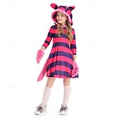 levne Kostýmy pro páry a skupiny-Alice in Wonderland Pohádka Cheshire Cat Halloween skupinové rodinné kostýmy Děti Dámské Dívčí cosplay Výkon Večírek předvečer Všech svatých Karneval Jednoduchý karnevalový kostým