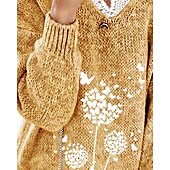 economico Motivi grafici e dettagli-Per donna Pullover Maglione Moda Informale Morbido Farfalla Uncinetto A V Lavorato a maglia Finiture in pizzo Manica lunga Maglia Esterno Giornaliero Per uscire Giallo Grigio Autunno Inverno