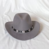 tanie Kapelusze na przyjęcia-jednolity kolor unisex kowbojski kapelusz punkowy western z dzianinowym filcem