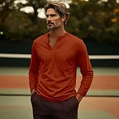 cheap Waffle Knit Tee-Men&#039;s Waffle Shirt T Shirt Tee Top Long Sleeve Shirt Long Sleeve V Neck Spring &amp;  Fall Plain Fashion Designer Basic Vacation Street Going out Black White Gray Top Tee for Men