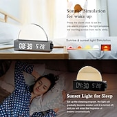 abordables Lumières intelligentes-Lumière LED intelligente réveil lumineux simulateur d&#039;aube lampe soleil de chevet lumière nocturne multicolore avec chargeur USB