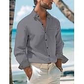 preiswerte Herrenhemd zum Knöpfen-Herren Hemd Oberhemd Knopfhemd Lässiges Hemd Weiß Rote Grau Langarm Glatt Kragen Täglich Urlaub Bekleidung Baumwolle Baumwollmischung Modisch Smart Casual