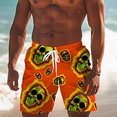 olcso Retro Vintage és Etika-Férfi Koponya Úszónadrágok Deszkás short Strand rövidnadrág Közepes csípő Divat Utcai sikk Dizájn Hétköznapi Napi Szabadság Zseb Zsinór Rugalmas derék Tervező Ruházat