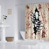 お買い得  ハロウィンバス-ハロウィンシャワーカーテン アビスゴシックローズスカルシャワーカーテン - モダンな洗濯機洗い可能な防水ポリエステル生地で浴室の装飾に - フック12個付き