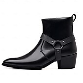 abordables Botas de ciclista-Botines de moto de piel sintética marrón para hombre con detalle de correa y anillo de metal: elegantes botas de motociclista de inspiración western