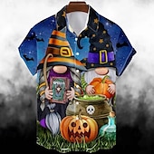 abordables Camisas-Víspera de Todos los Santos Calavera Calabaza Camisas hawaianas Camisa hawaiana Estampado Para Hombre Adulto Víspera de Todos los Santos Carnaval Mascarada Impresión 3D Fiesta Víspera de Todos los