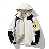 preiswerte Fleece &amp; 3 in 1 Jacken-Herren Soft Shell Jacke Wanderjacke Draussen Patchwork Windundurchlässig Wasserdicht Windbreaker-Jacke Reisen Schwarz Königsblau Himmelblau Beige Grau