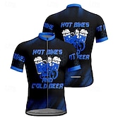 cheap Men's Jerseys-Men's Cycling Jersey Letter &amp; Number Beer Short Sleeve Bike Tee Tshirt Jersey with 3 Rear Pockets Mountain Bike MTB Quick Dry Anatomic Design Wicking Breathable Sports Yellow Red Blue Clothing Apparel