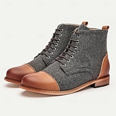 cheap Premium Leather Boots-Men&#039;s Vintage Lace-Up Ankle Boots with Cloth Fabric and Leather, Stylish and Comfortable for Daily Wear