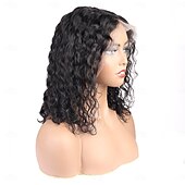 economico Parrucche lace front capelli veri-parrucca corta in pizzo bobo con capelli umani 13*4, onda d&#039;acqua, densità 150%